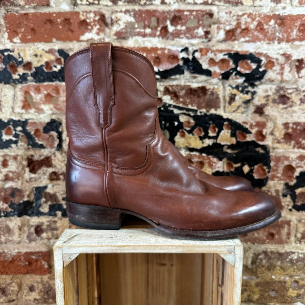 Tecovas The Dean Bourbon Calfskin Leather Side Zip Western Boots Mens 11 EE